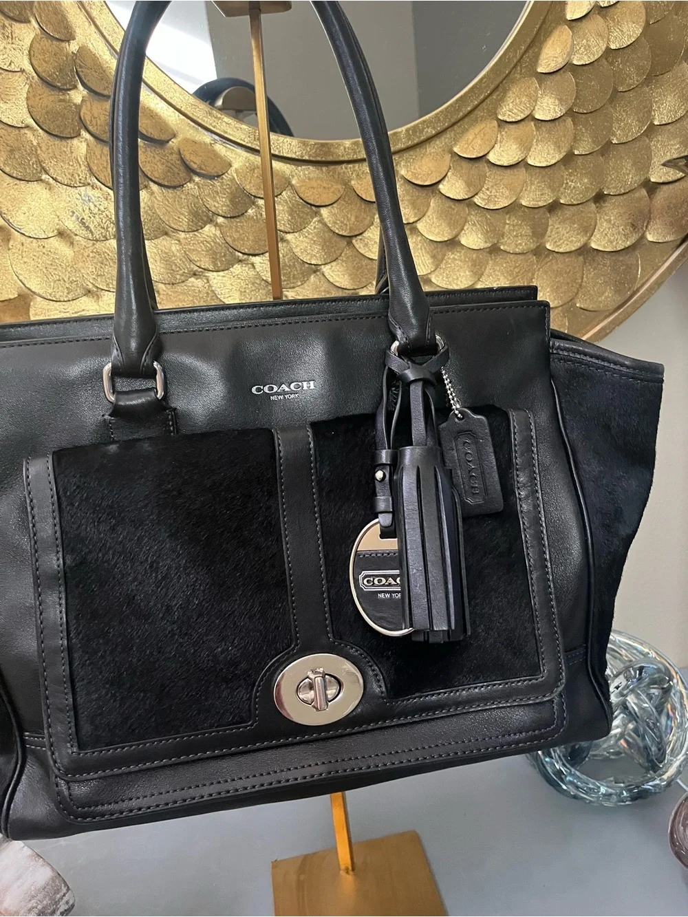 Coach Vintage Limited Edition Calf hair and black leather Satchel